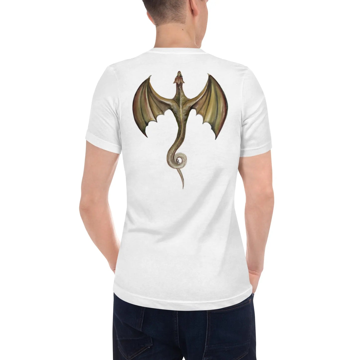 T-shirt Unisexe à Manches Courtes et Col V - Dragon - Ty - Art