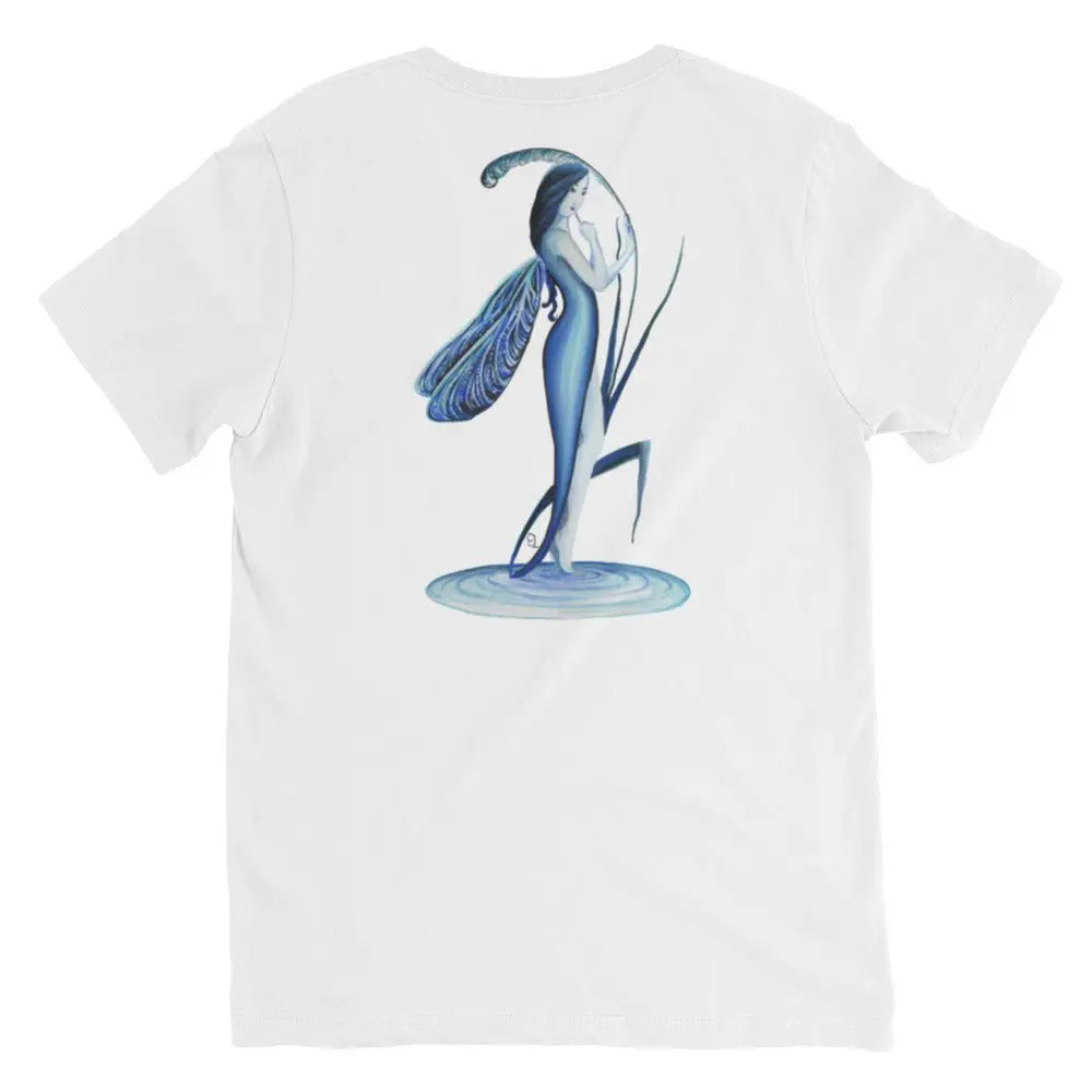 T-shirt Unisexe à Manches Courtes et Col V - Fée libellule - Ty - Art